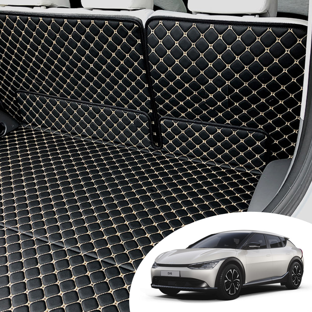 EV6 카이만 퀄팅 레더 트렁크 매트 방수기능 오염방지 간편세척 캠핑 차박 자동차용품