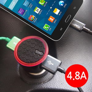 토드 동시 충전기 USB 2포트 LED 4.8A 스마트폰 초고속충전 급속충전 12V 24V 차량용 대용량충전기