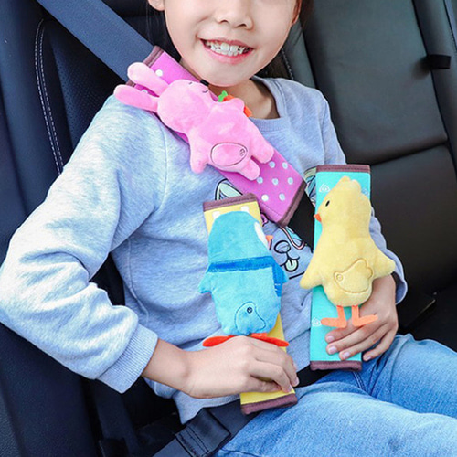 TKB 차량용 귀여운 동물친구 안전벨트 커버 쿠션 간편장착 아이들 안전용품 안전운전 자동차용품